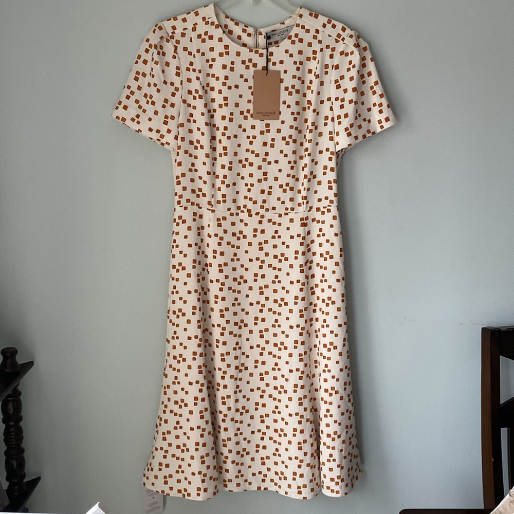 MM Lafleur New With tags Elegant White and Brown Midi Dress
